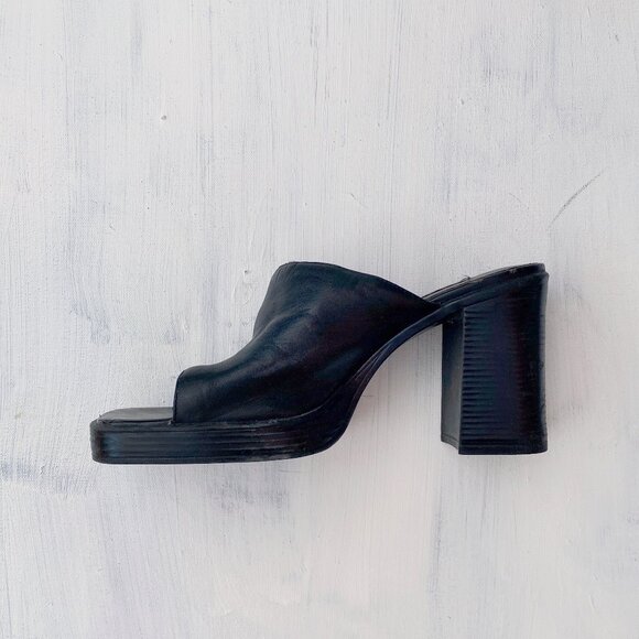 Black Platform Mules by Bata - Picture 3 of 10